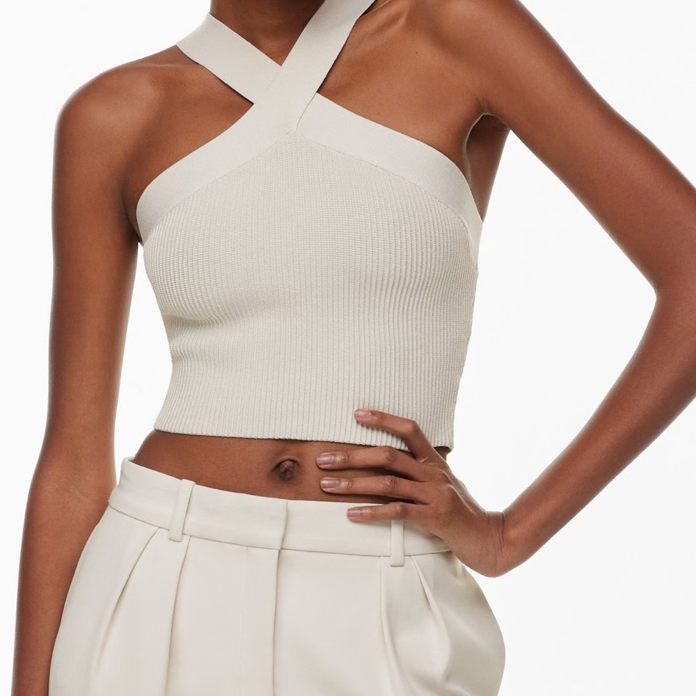 Aritzia Babaton Scult Knit Criss Cross Cropped Tank Sz Large